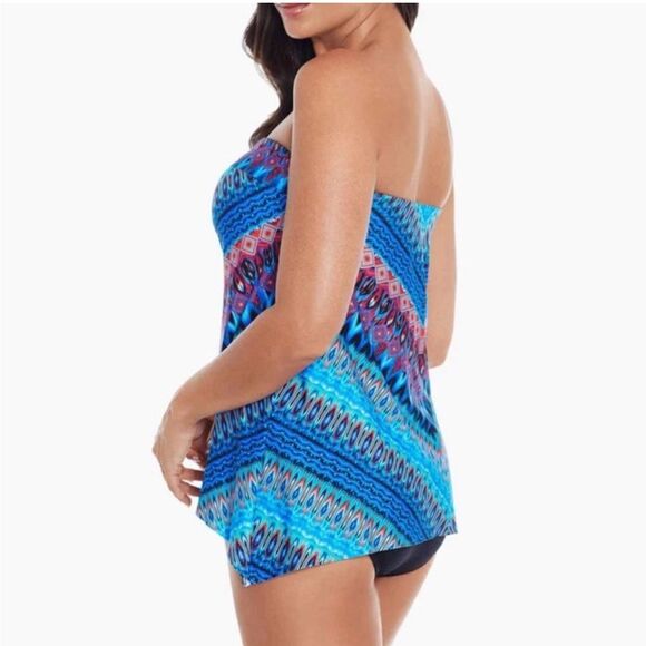 Miraclesuit Casablanca Multicolor Print Bandini Tankini Swim Top Size 8 - Picture 2 of 12